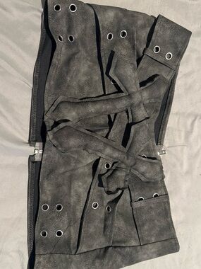 Womens Black Maxi Skirt with Eyelet and Tie Detail